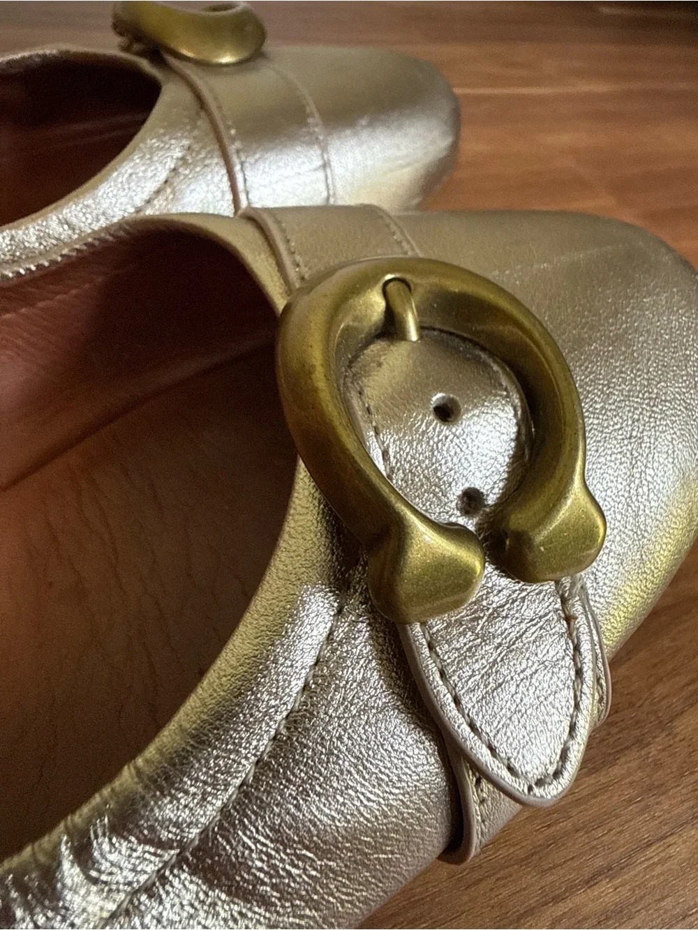 Coach Stanton Metallic Gold Ballet Flats, size 10